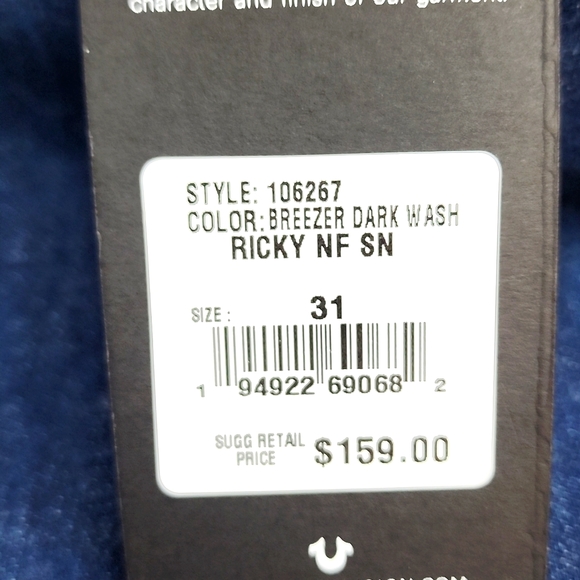 TRUE RELIGION BLUE JEANS, "RICKY RLEAXED STRAIGHT", SIZE W 31, IN-SEAM 34 - Picture 16 of 16